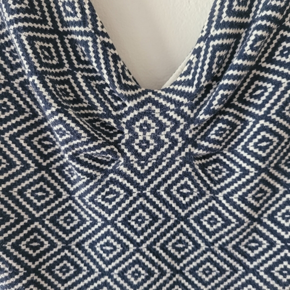 Anthropologie Matilde‎ Dress Navy & White Criss Cross Open Back Fit & Flare Sz 2 - Picture 5 of 12